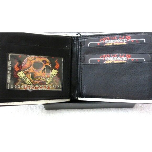 Day of The Dead Dia De Los Muertos Skull Candles Bi-Fold Vegan Leather Wallet - Picture 3 of 5